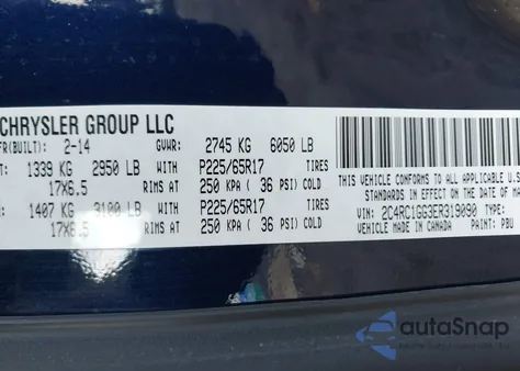 2014 Chrysler Town & Country Limited из США, поврежденный, VIN 2C4RC1GG3ER319090